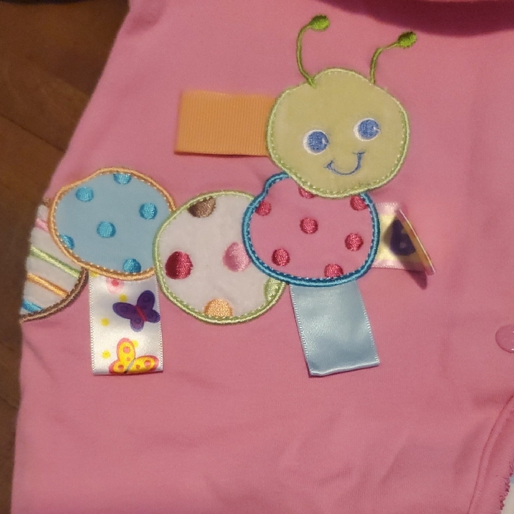 Taggies Pink and Multicolor Polka Dot Footie - Picture 3 of 4